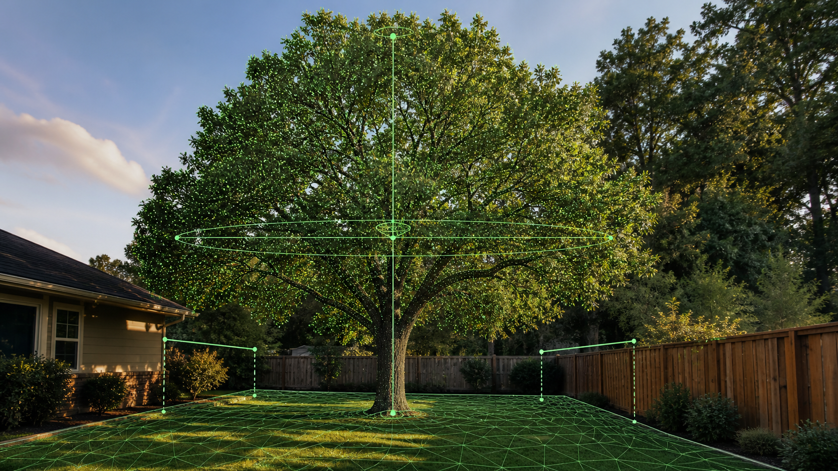 Backyard tree and yard measured with a spatial scan overlay